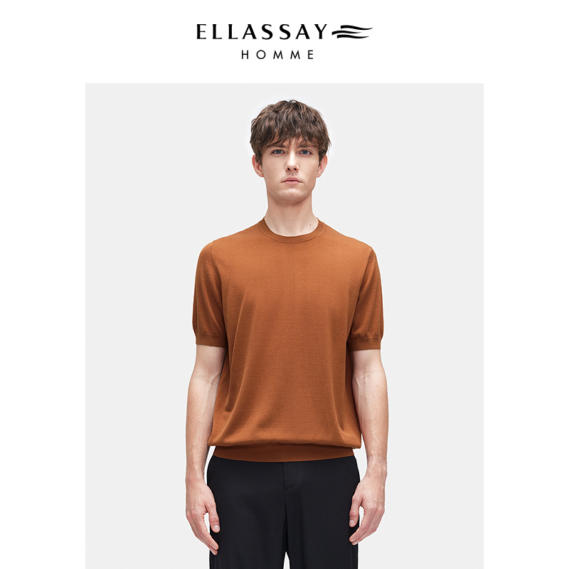 【新品上新】ELLASSAY歌力思100%桑蚕丝透气短袖T恤男 EME363M00800