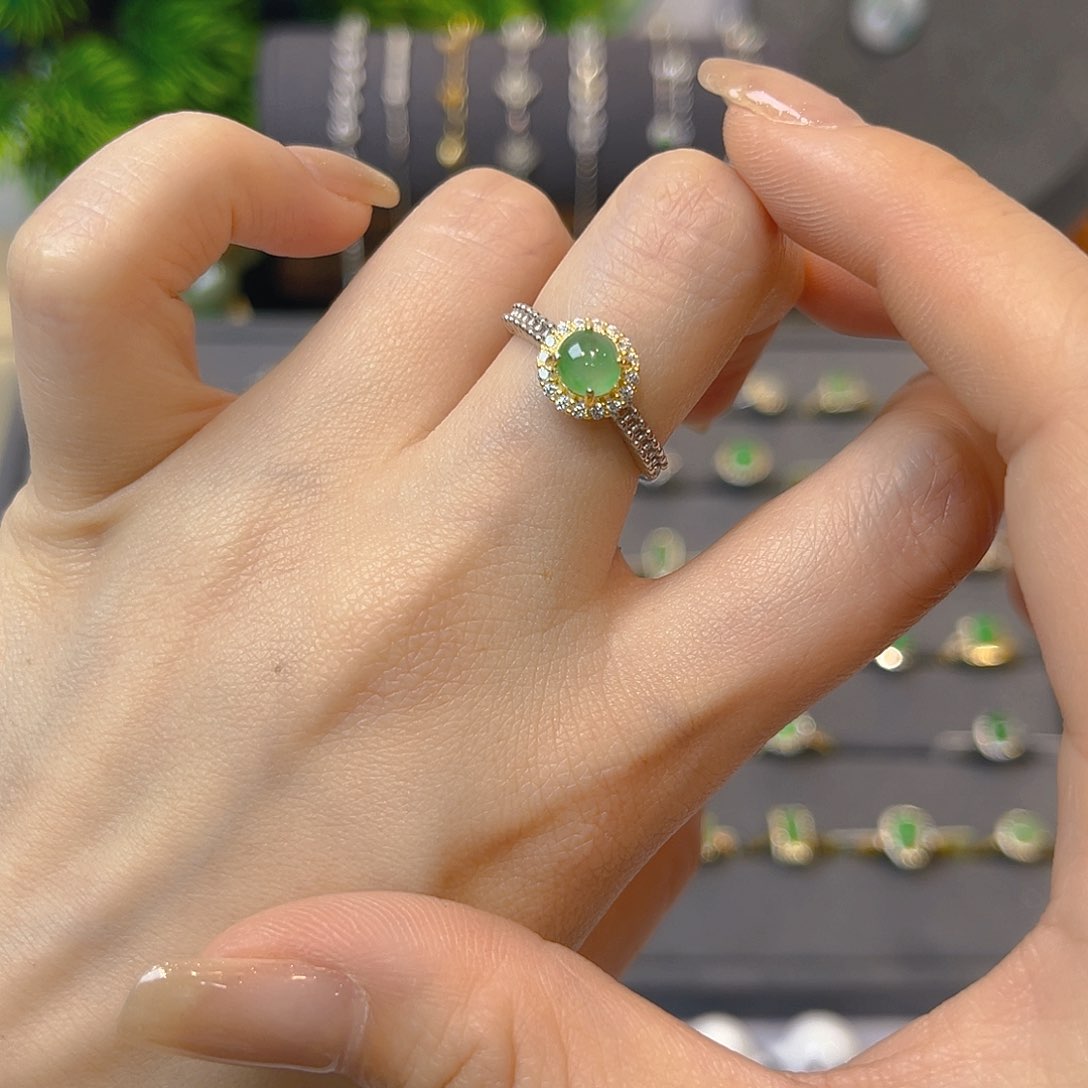 翡翠戒指银S925镶嵌我