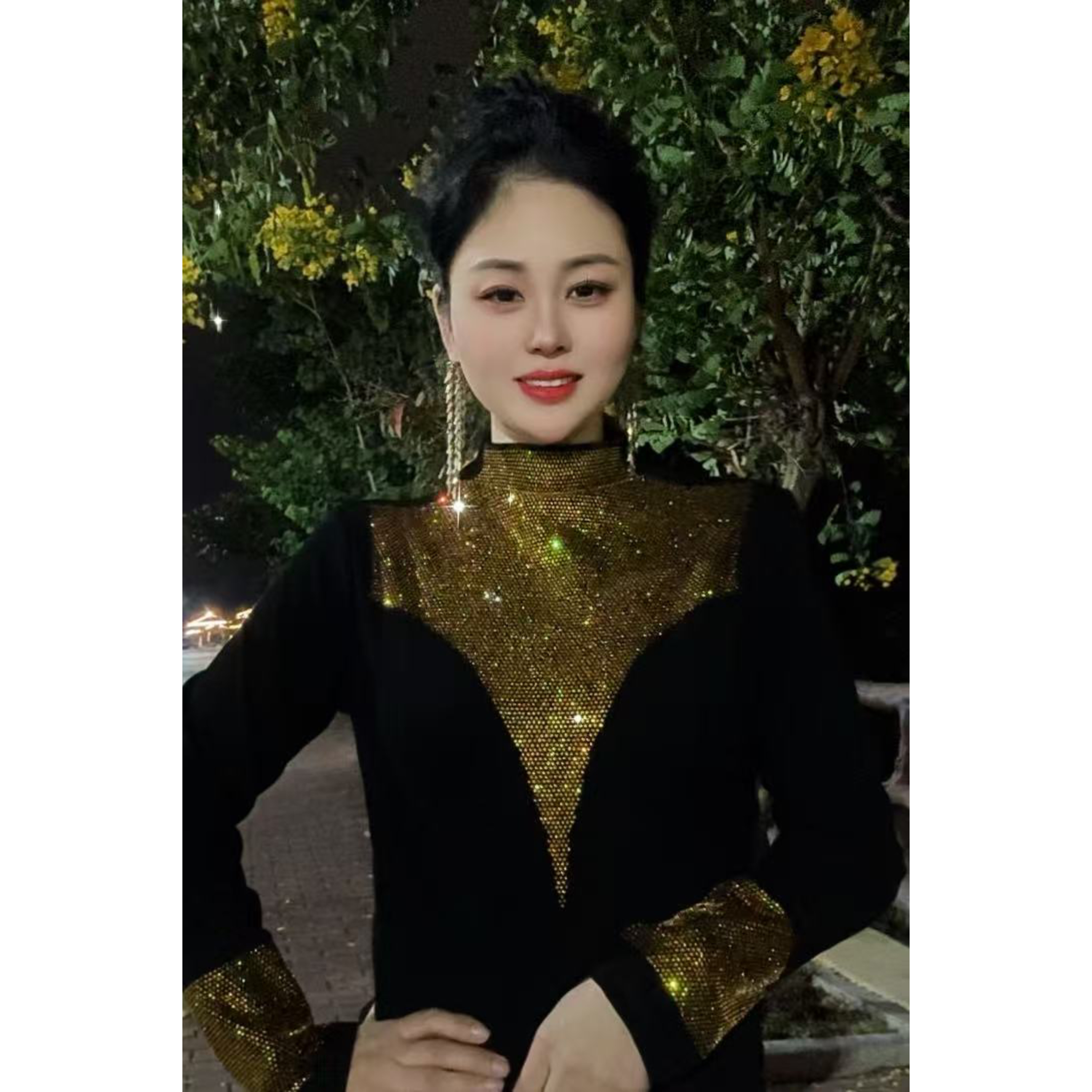 香香【爆款823#加绒】打底衫女内搭秋冬时尚烫钻上衣修身显瘦