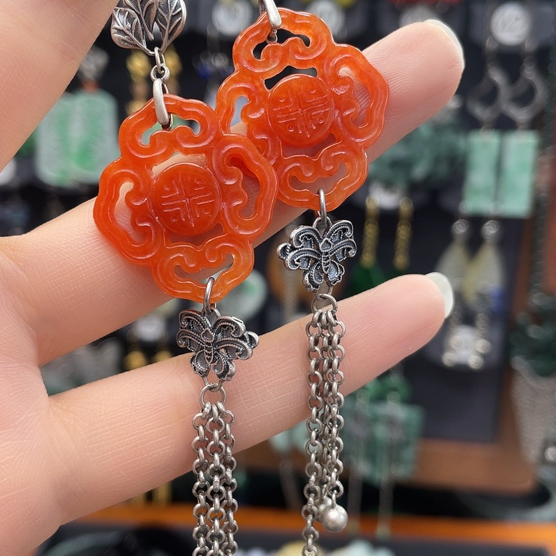 翡翠耳饰银S925镶嵌张****)375gbhghh