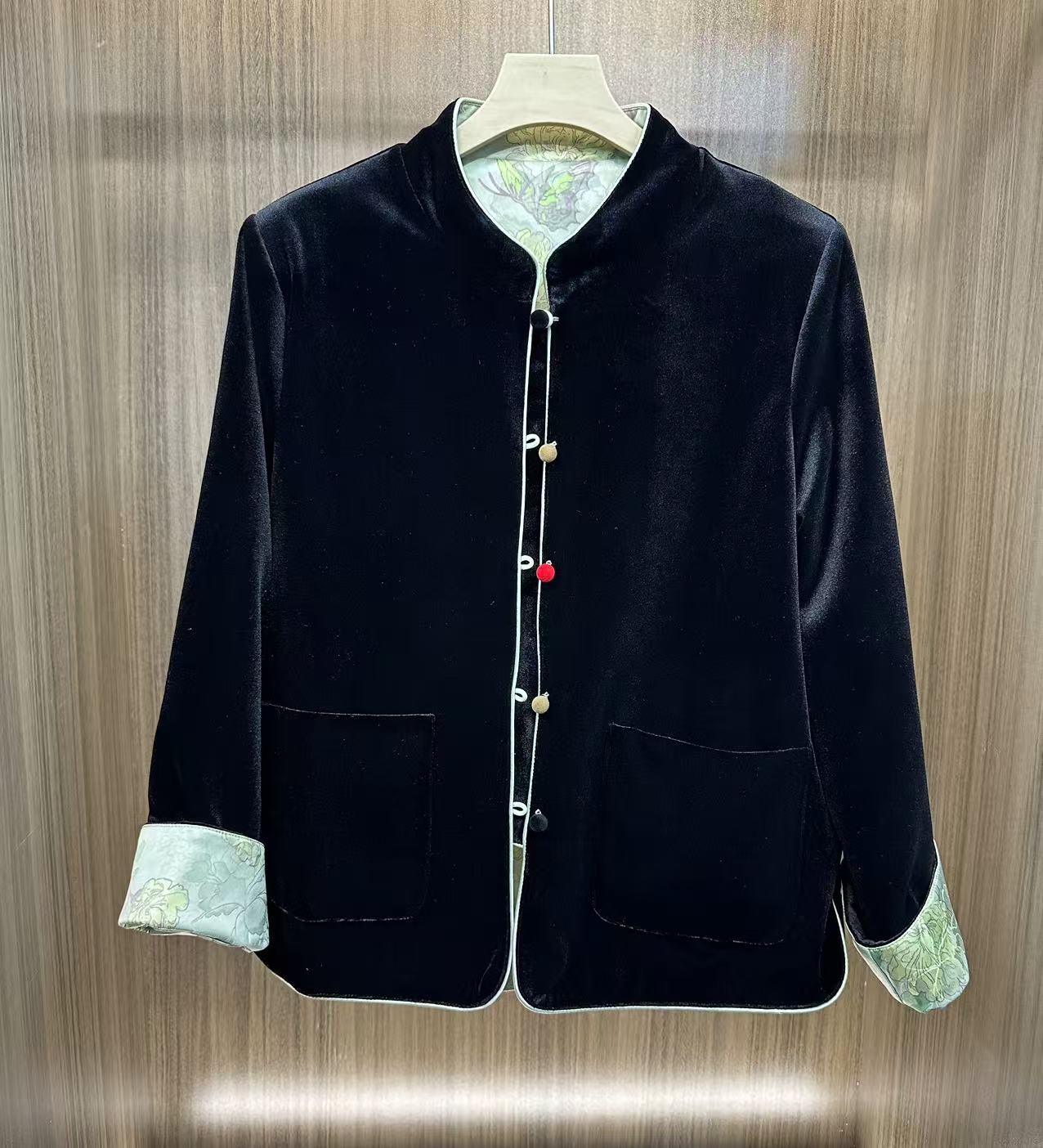 2025经典款双面穿丝绒时尚国风外套