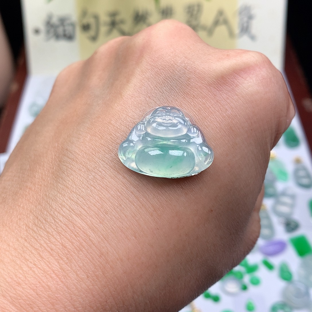 翡翠裸石缅甸天然A货翡翠冰种佛公