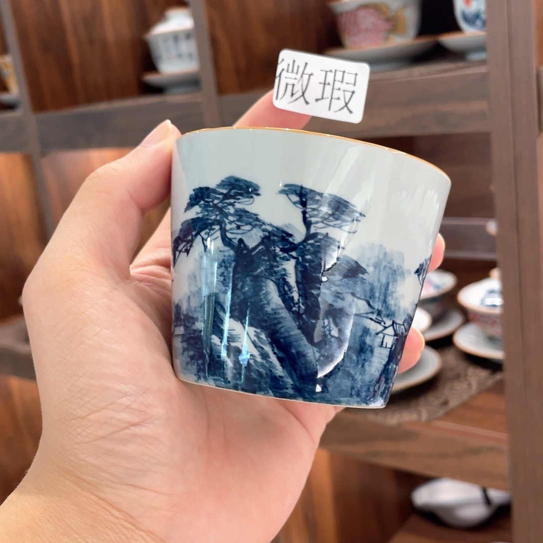 釉下手绘茶具微瑕