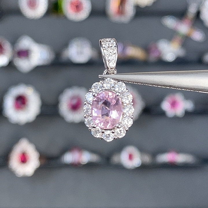 碧玺吊坠(不含链)银S925镶嵌