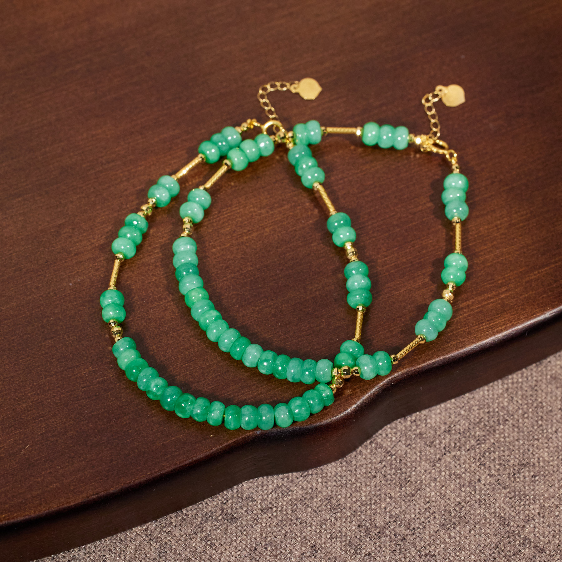 【歪歪】算盘珠*翡翠手链*18K金镶嵌（多样性发其一件）