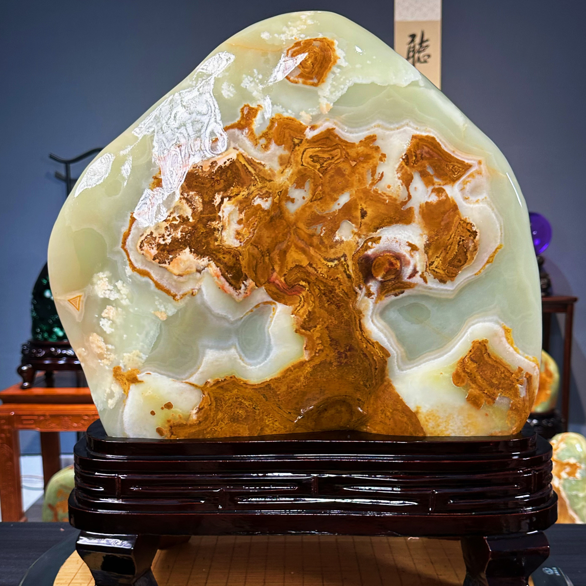 奇石摆件工艺品博古架玄关客厅书房摆设手工创意文房雅器