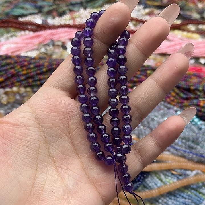 玛瑙/玉髓珠宝半成品未镶嵌一条6mm左右紫晶