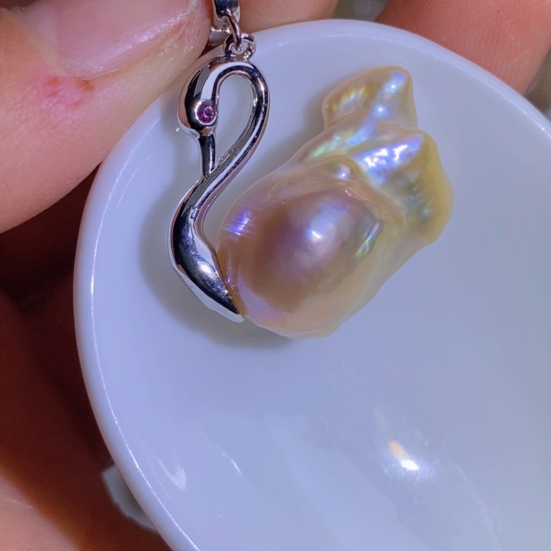 银S925镶嵌天然淡水珍珠淡水珍珠