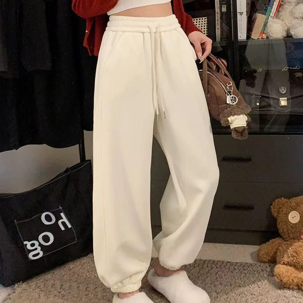 92501松紧腰束脚加绒加厚哈伦女款冬季运动卫裤