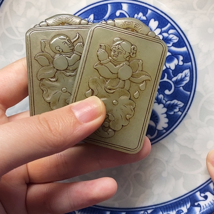 瓷片瓷片 瓷器 摆件1对