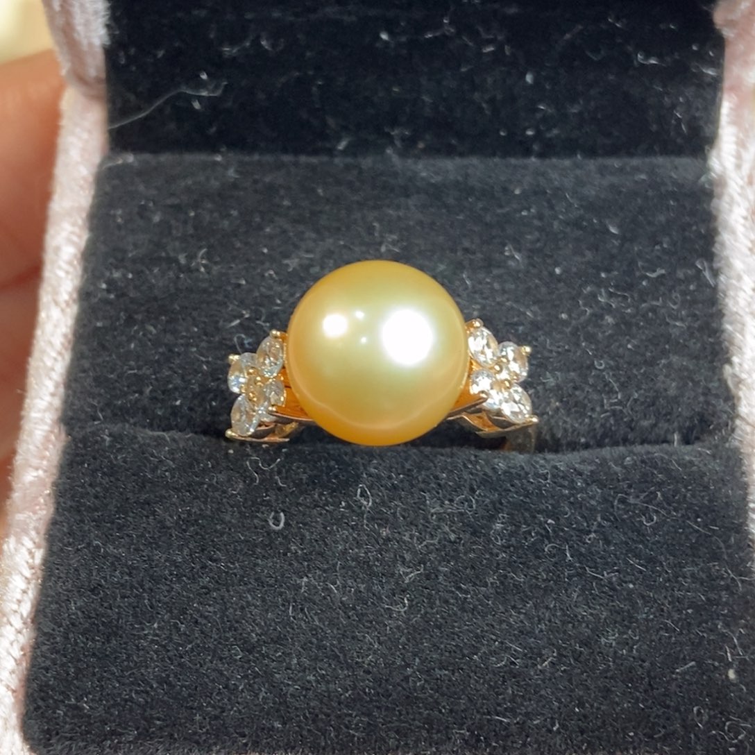 海水珍珠戒圈银S925镶嵌