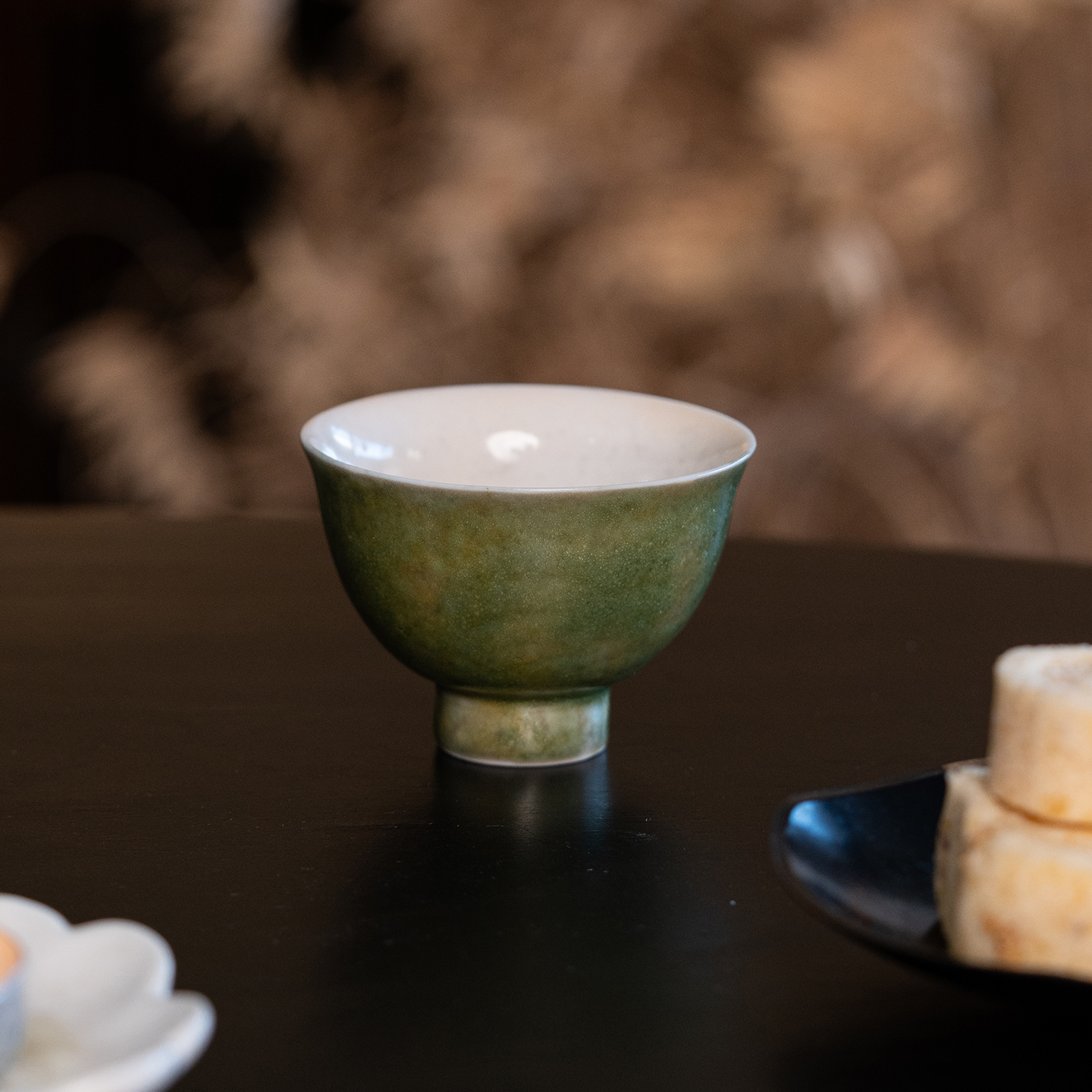 陶一丁·绿志野鸡心杯柴烧主人杯个人茶杯子复古陶瓷品茗杯