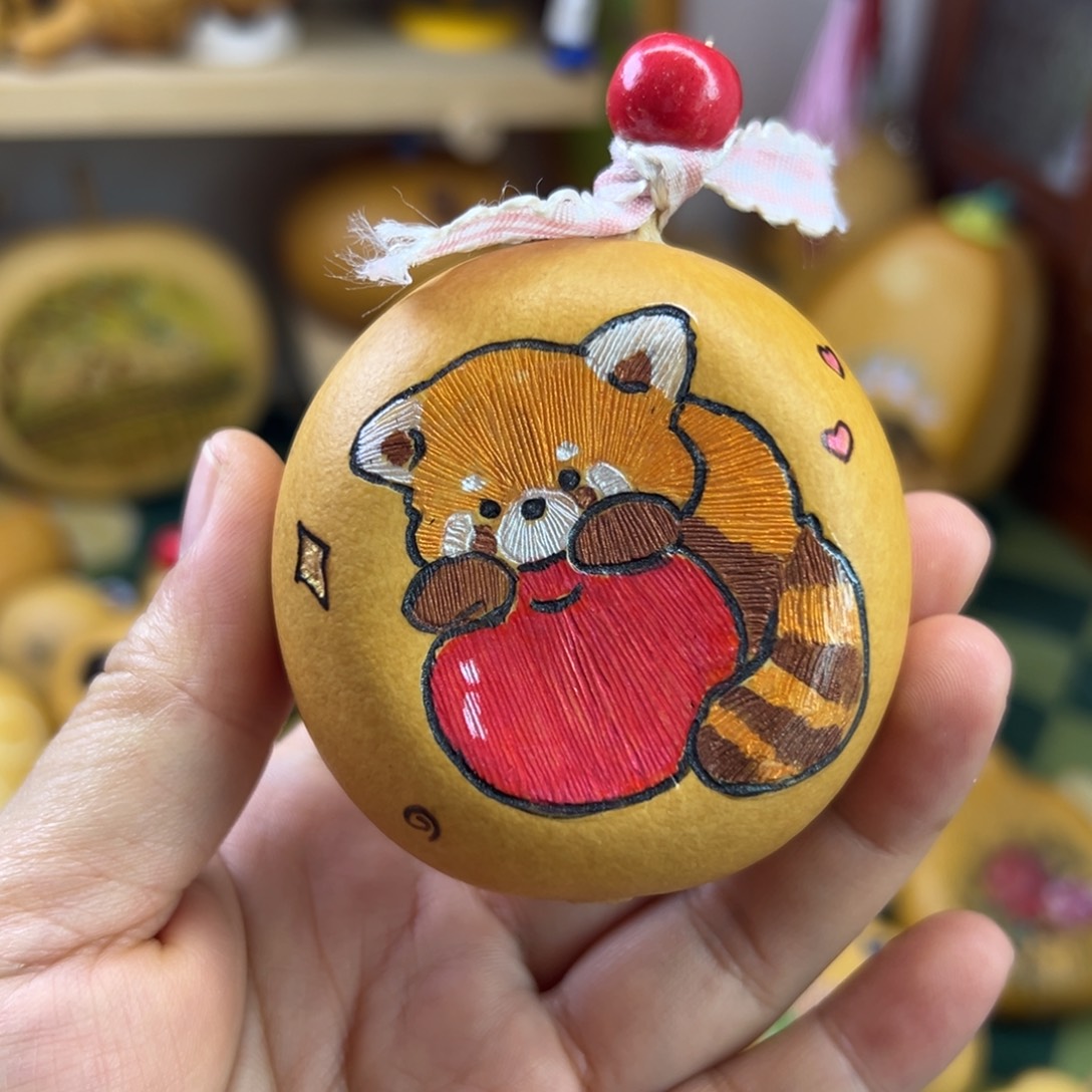 葫芦刺绣小熊猫葫芦扁