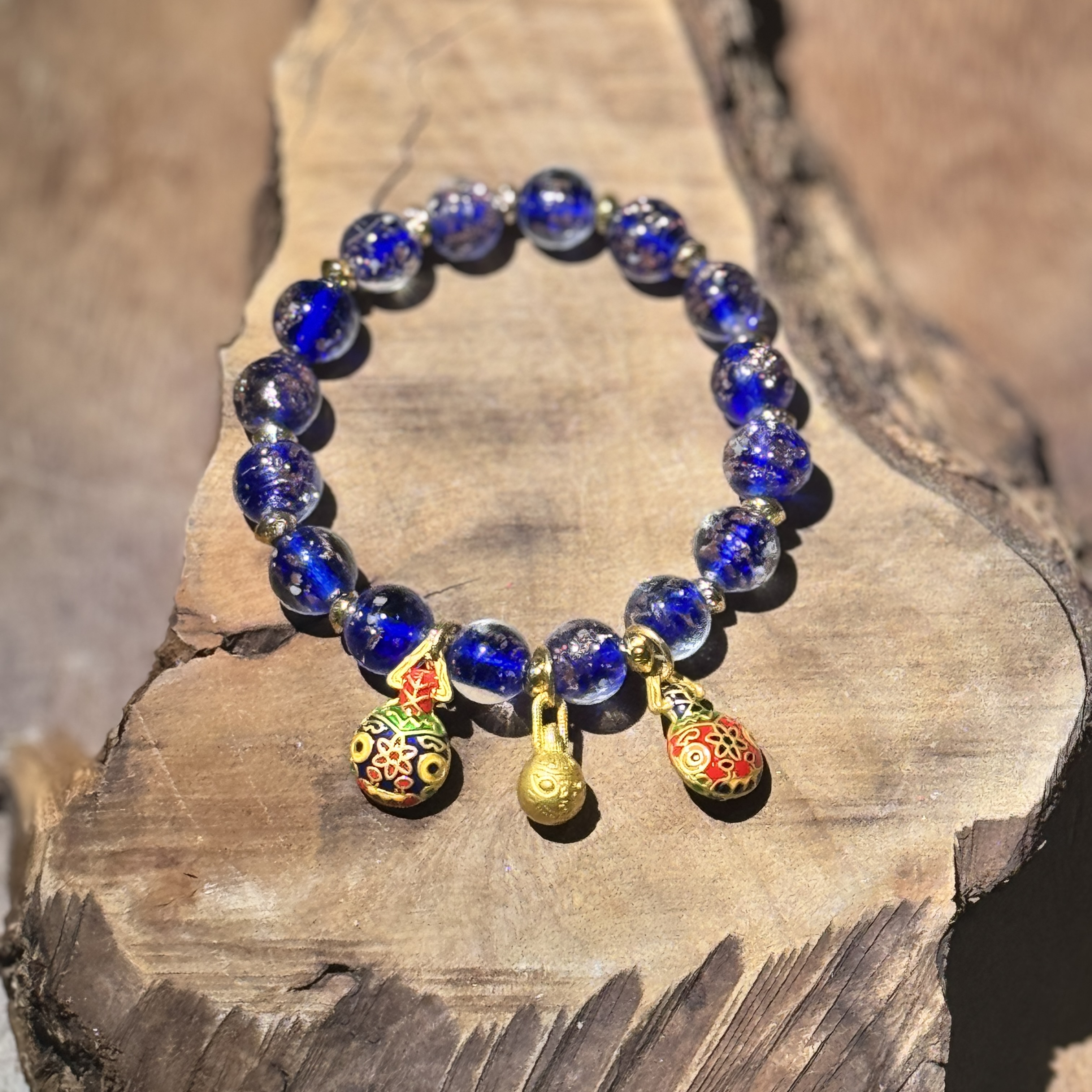 K369蓝色香灰琉璃+吞金兽 手串(无礼盒)