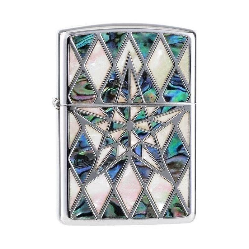 ZIPPO/之宝打火机  盔甲镶嵌贝壳五芒星   DY9910DK【直播链接】