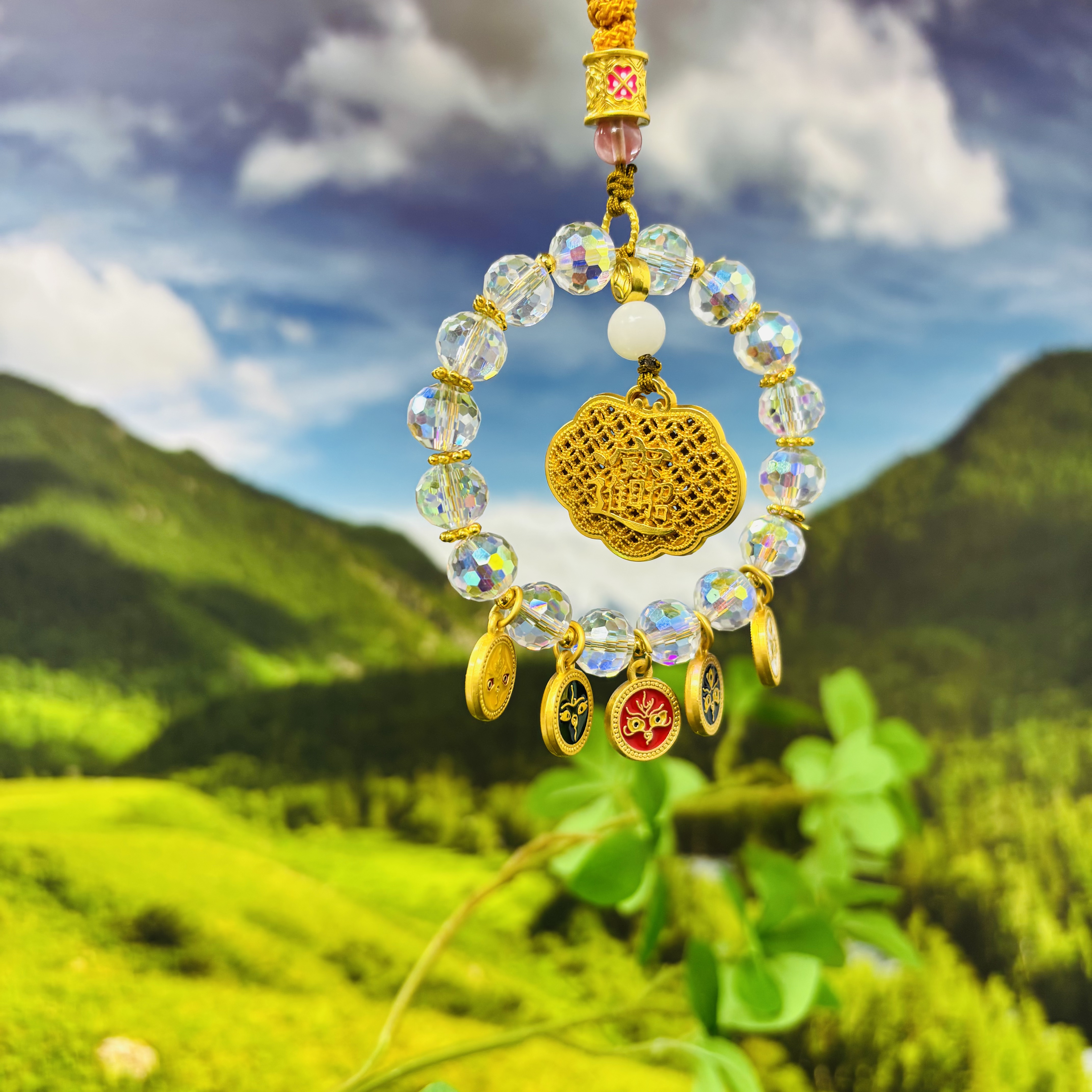 NBZB「设计者」778五路财神祥云锁琉璃挂件