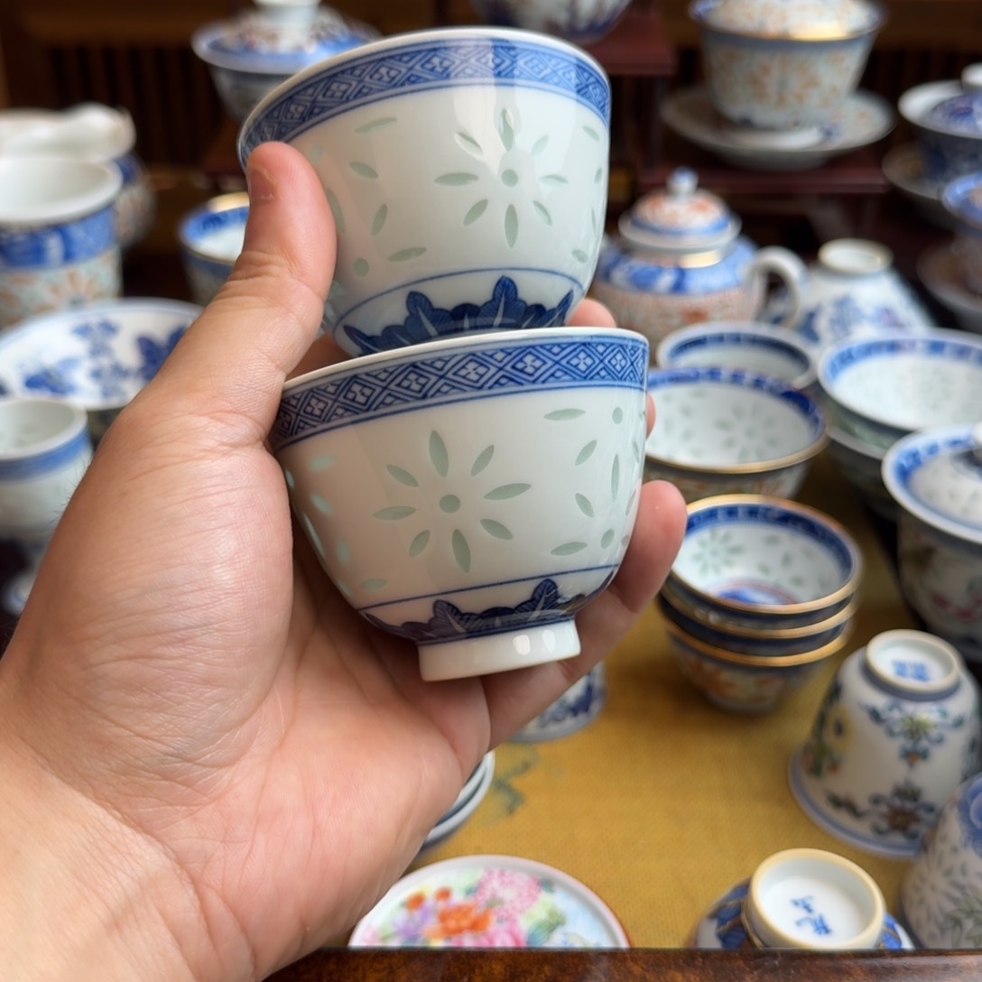 良***摆件景德镇玲珑陶瓷杯子