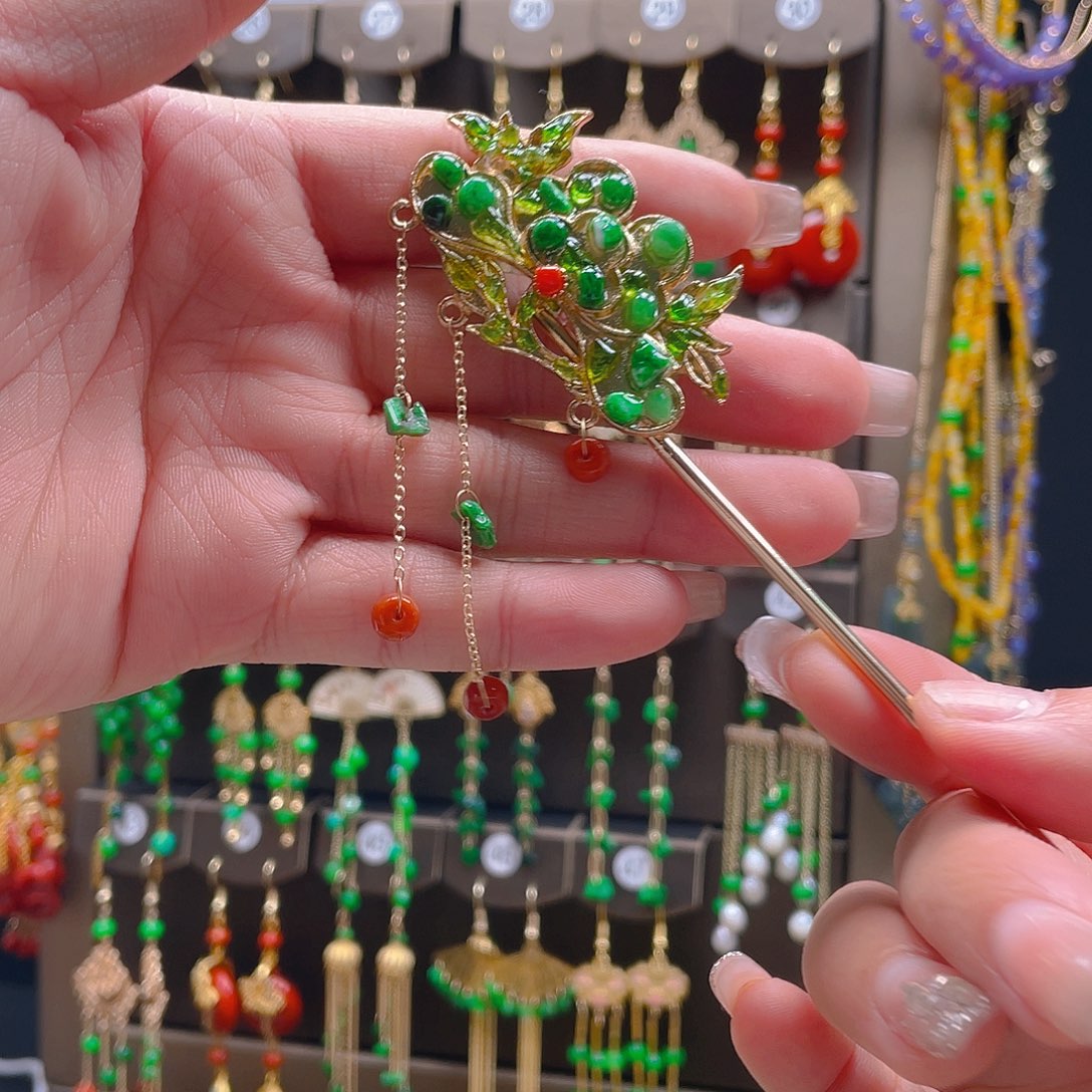 翡翠耳饰合金翡翠首饰