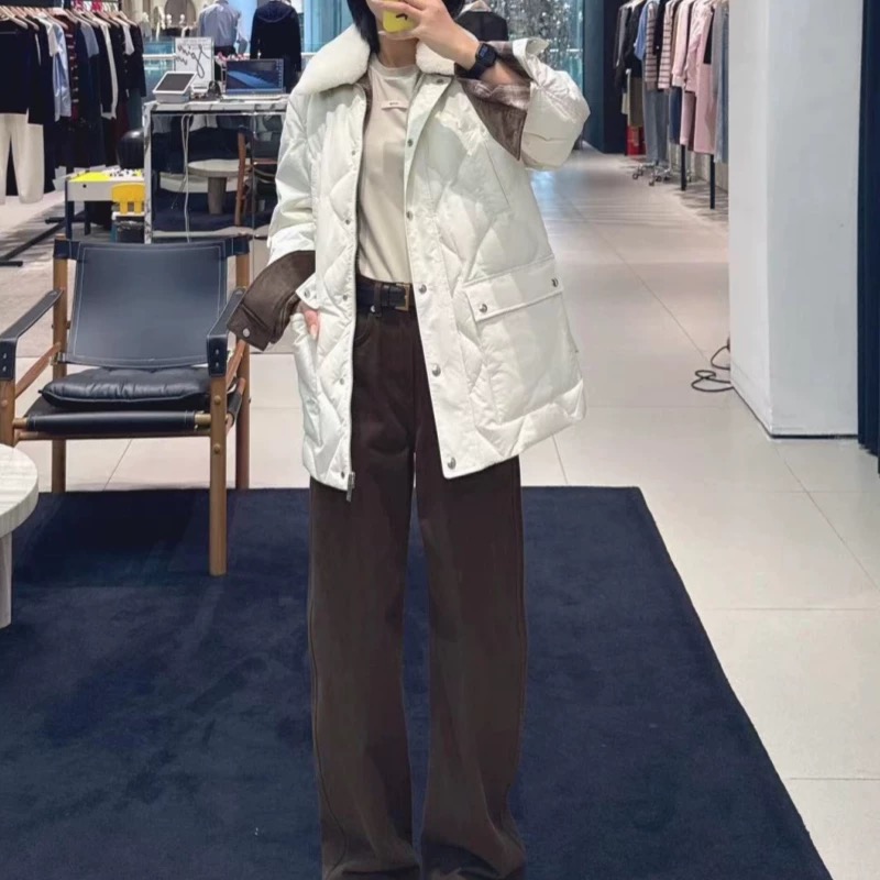 【棉服】2025秋冬新品轻暖可毛领拼接外百搭套女9528