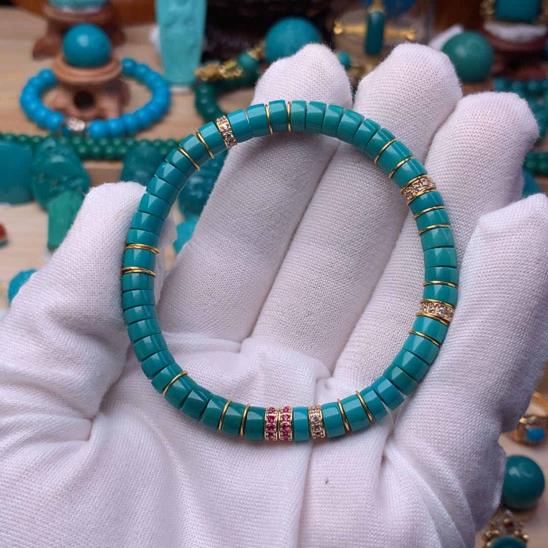 绿松石手串未镶嵌小**国