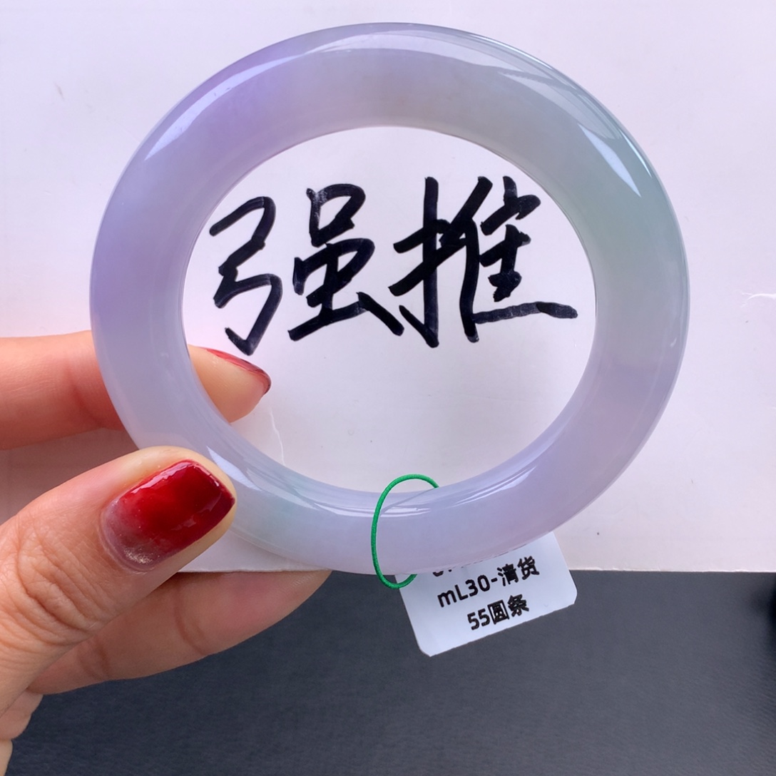 翡翠未镶嵌手镯糯冰春彩胖圆手镯