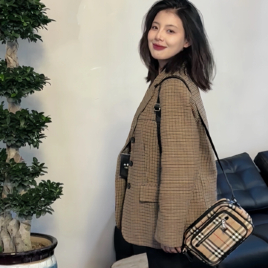 女士秋冬季加厚夹棉格子短款小西装外套复古英伦风小个子适用