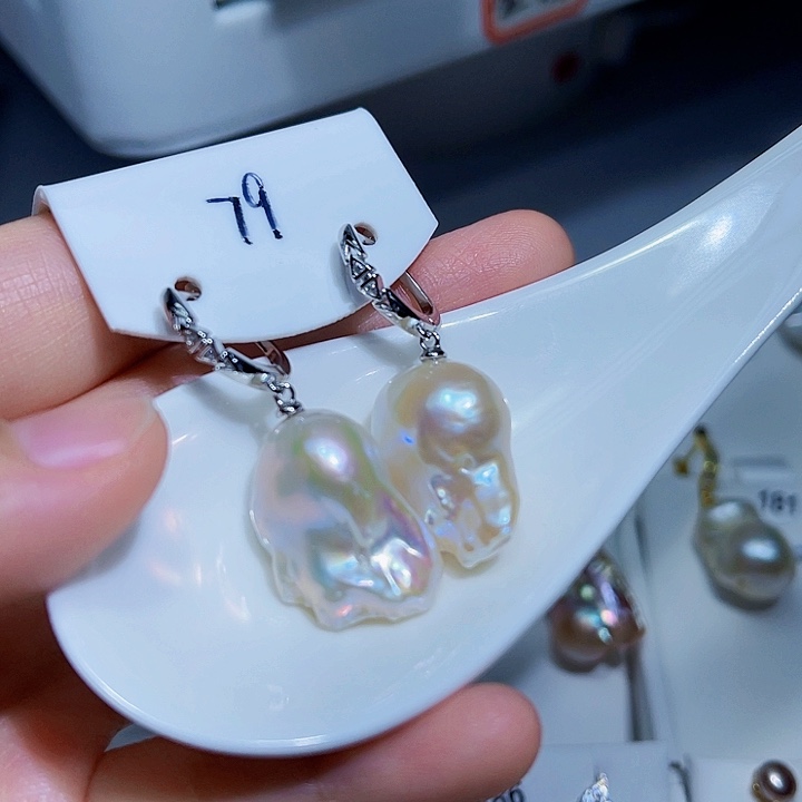 淡水珍珠耳饰银S925镶嵌念*