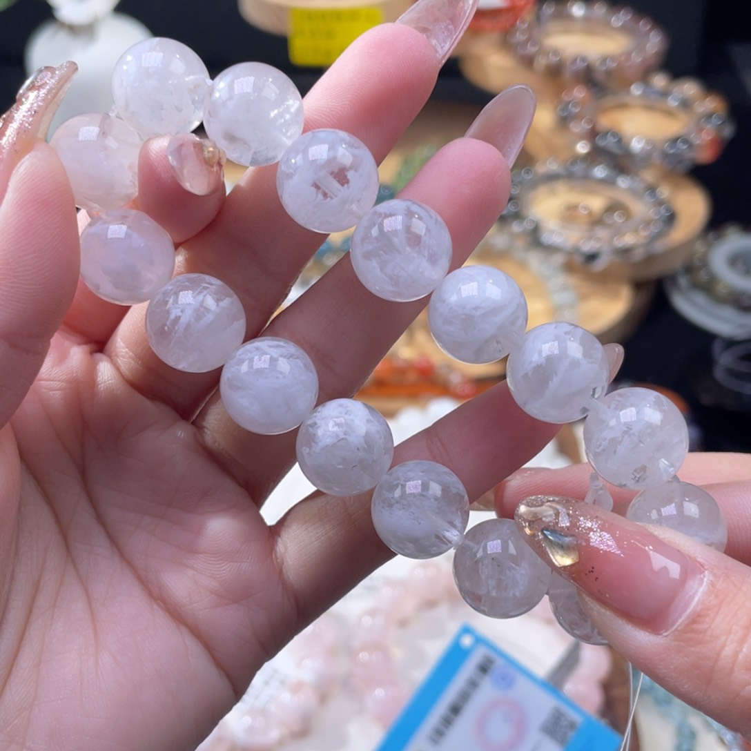 水晶手串未镶嵌婚纱白雪花幽灵