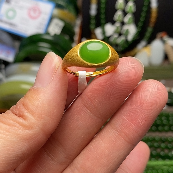 和田玉银S925镶嵌戒指