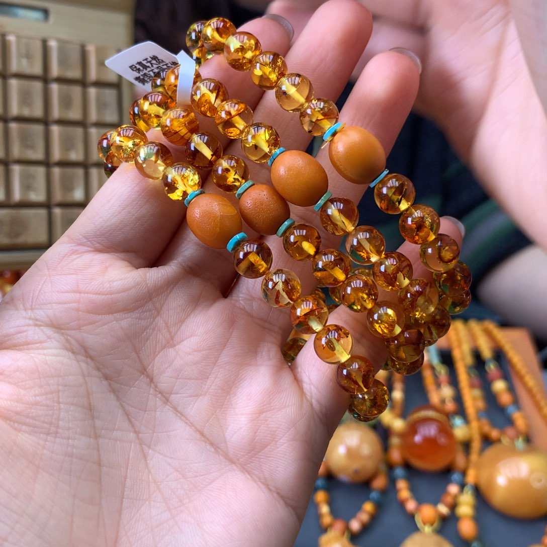 琥珀未镶嵌手串多样性发一
