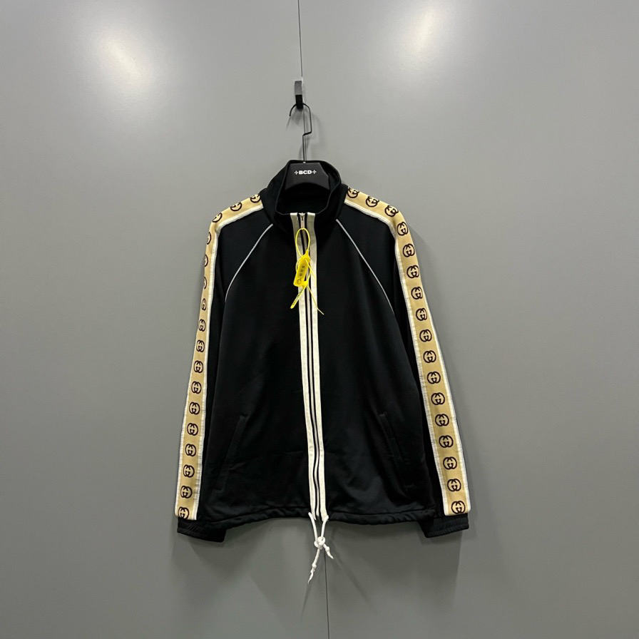 95新 GUCCI/古驰 (ll) 侧边GG印花校服外套 XL勾丝无领标