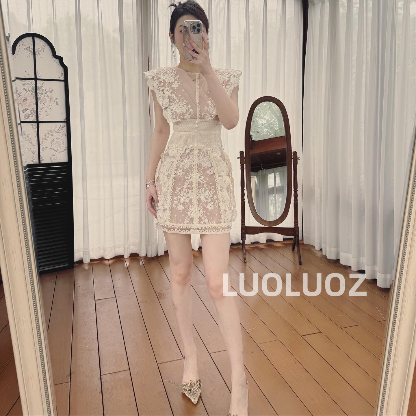 【现货】LUOLUOZ【满目星河】气质轻奢小众设计感收腰时尚连衣裙G5783