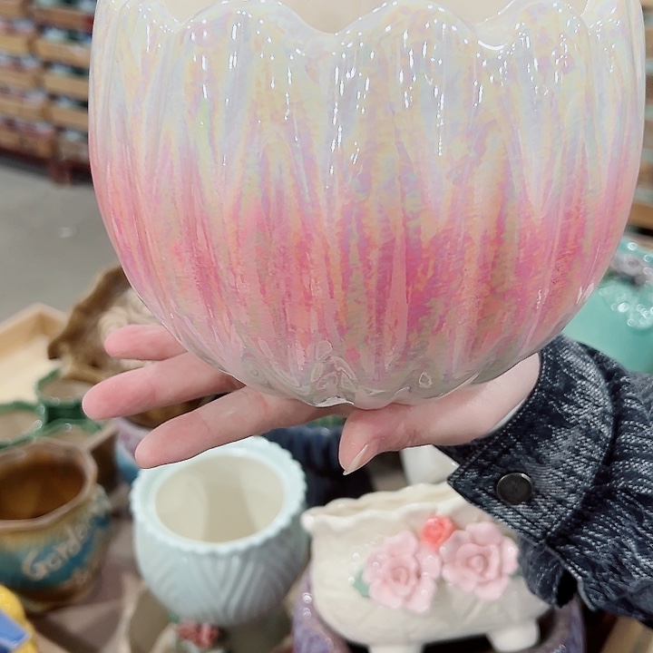 有孔.凑满10元发货多肉陶瓷花盆！