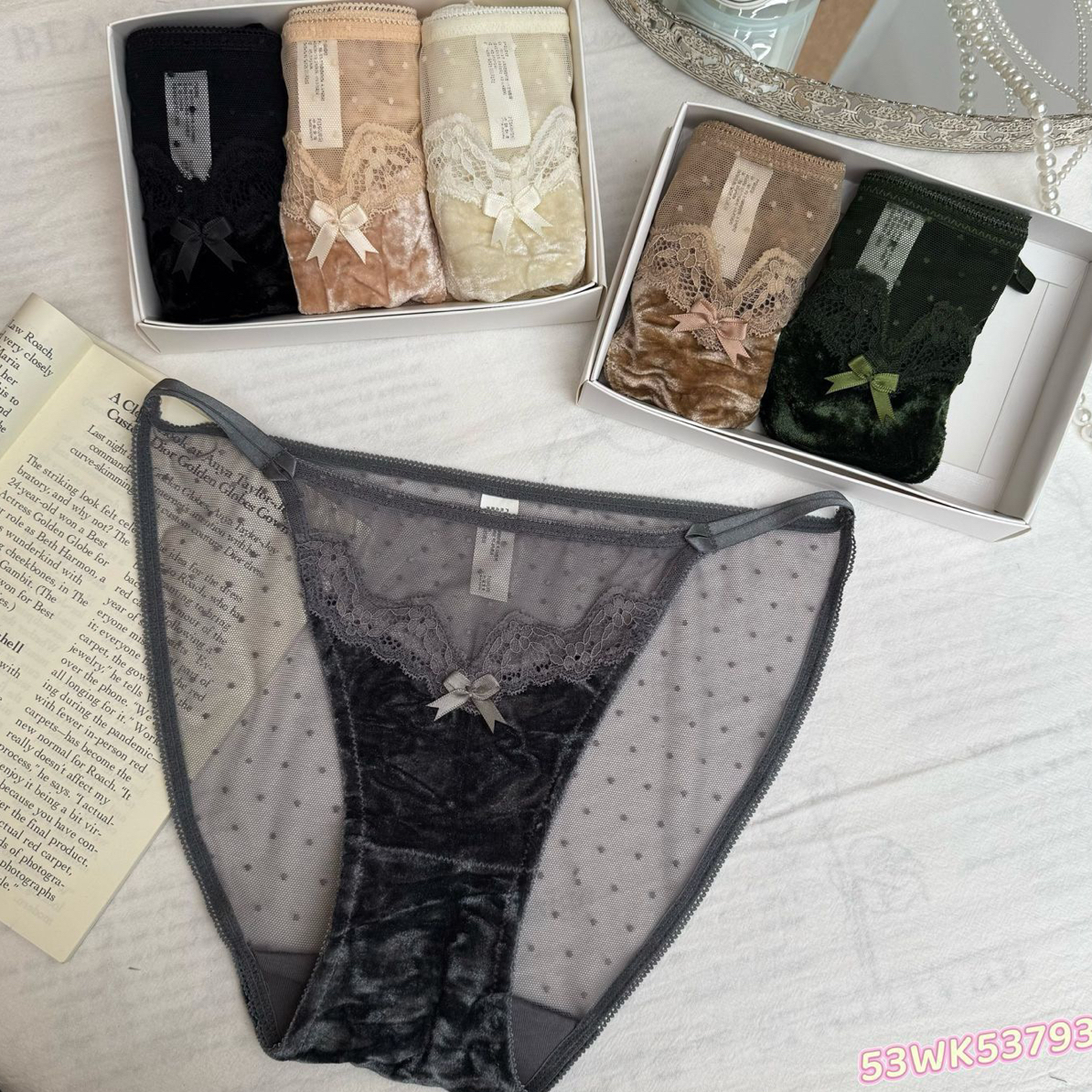 天鹅吻～新款低腰舒适蕾丝性感镂空设计时尚火辣女士内裤【3条装】