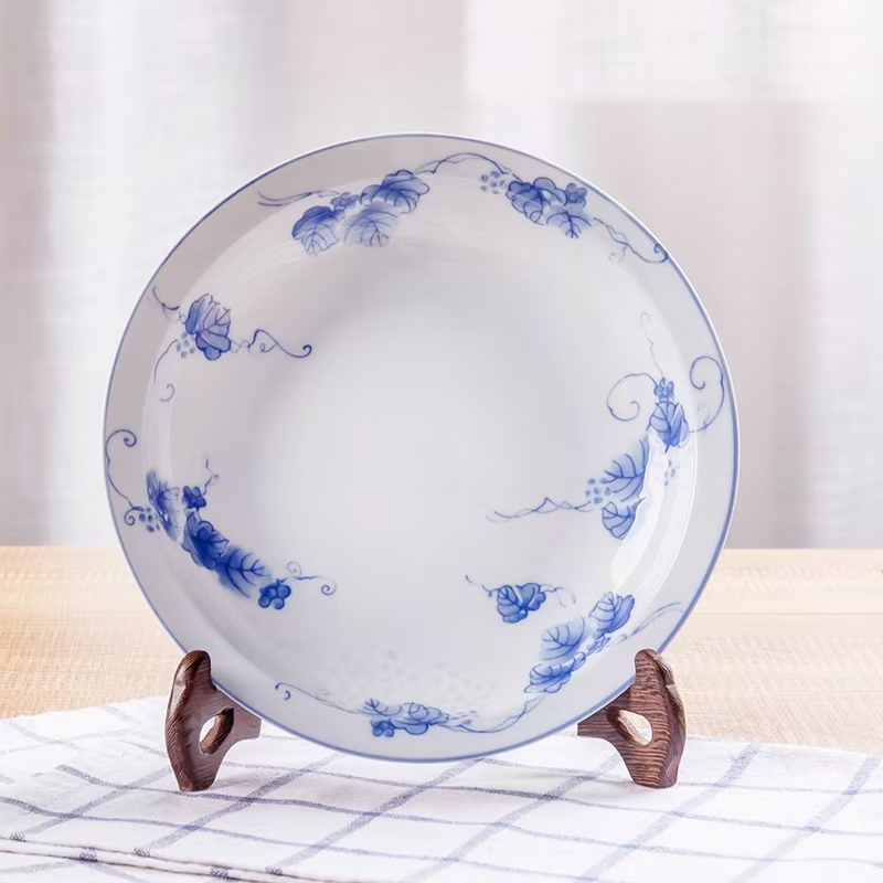 景德镇青花玲珑釉下彩菜盘饭盘