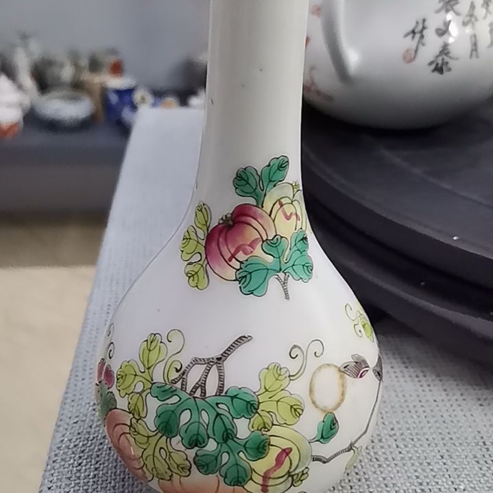 壶柯*天球瓶一只手工手工手绘