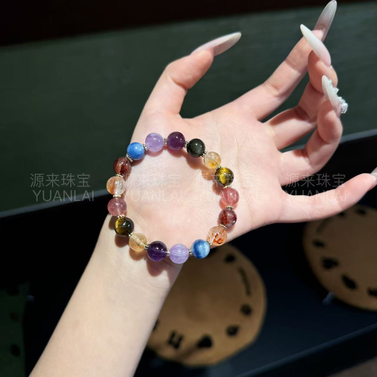 YY14*银河晶簇*紫水晶草莓晶胶花手串