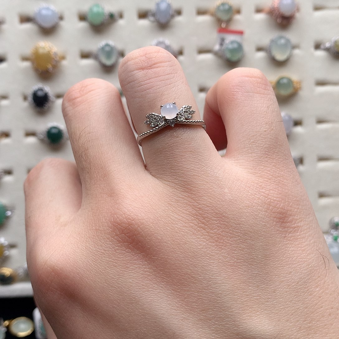 翡翠戒指银S925镶嵌0162