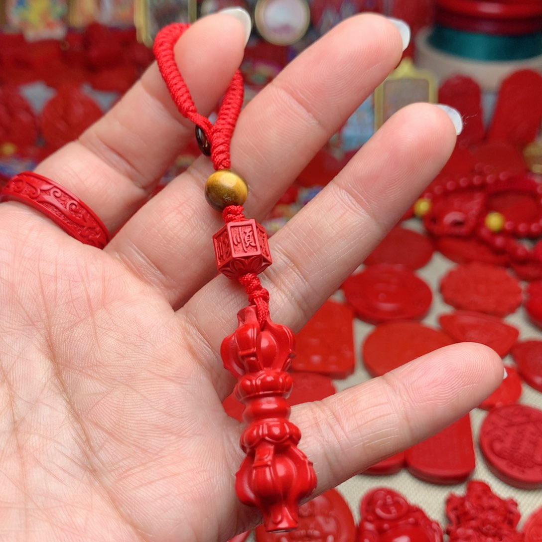 天然辰砂工艺品朱砂钥匙扣