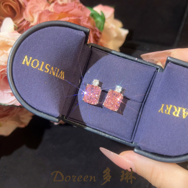 铜合金耳饰 深粉色香水瓶大号耳钉NW8780