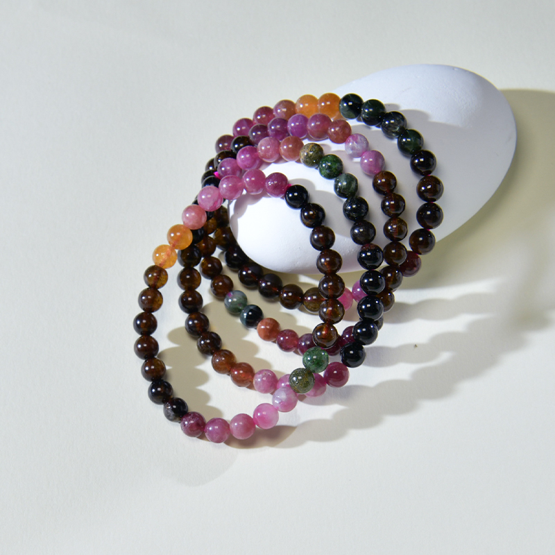 【C03-1 巴西老矿碧玺圆珠手链】多样性发一