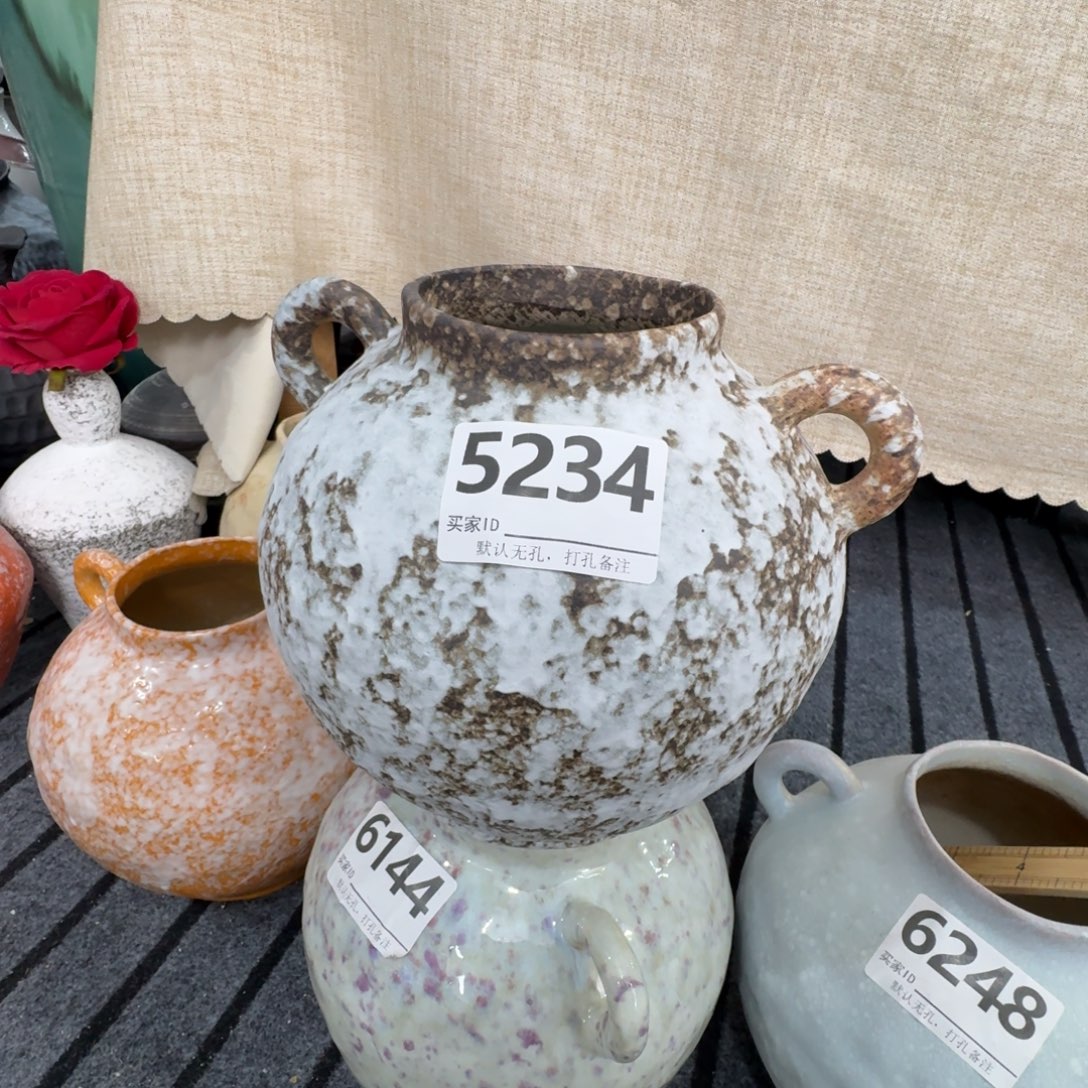 小***古摆件陶景德镇高温花瓶编码5234高21口9默认无孔