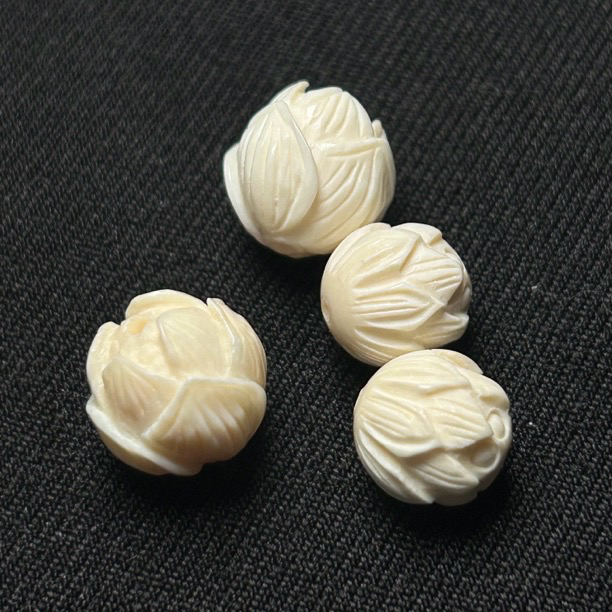 P205苏工莲花珠12毫米 精工正品天然冰料猛犸文玩配珠