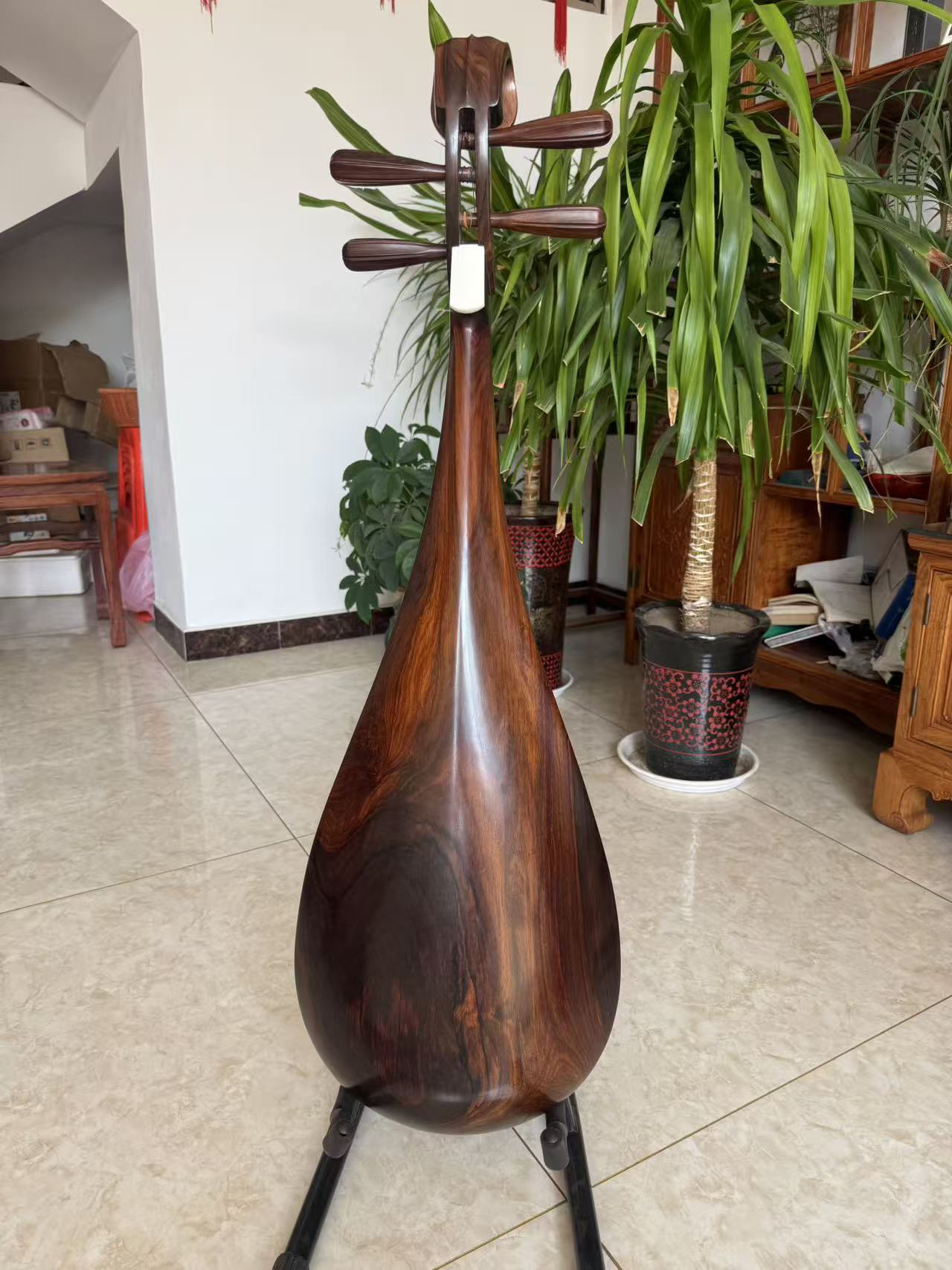 收藏级老红木交趾黄檀专业考级演奏琵琶抛光琵琶乐器老挝大红酸枝