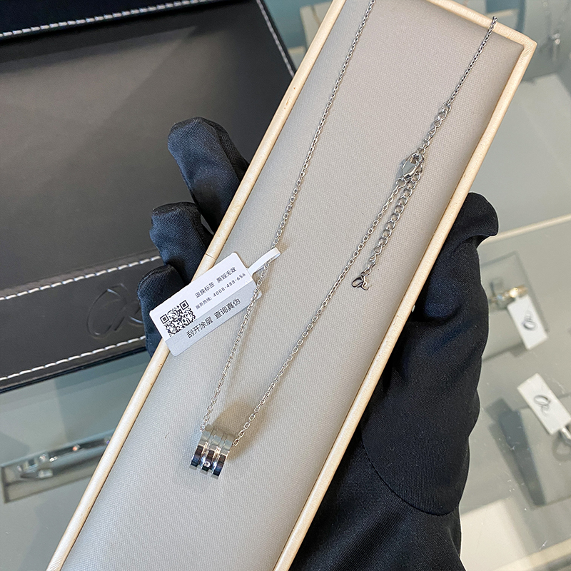 CK 钛钢锆石项链 银色  单钻小蛮腰锁骨链N706