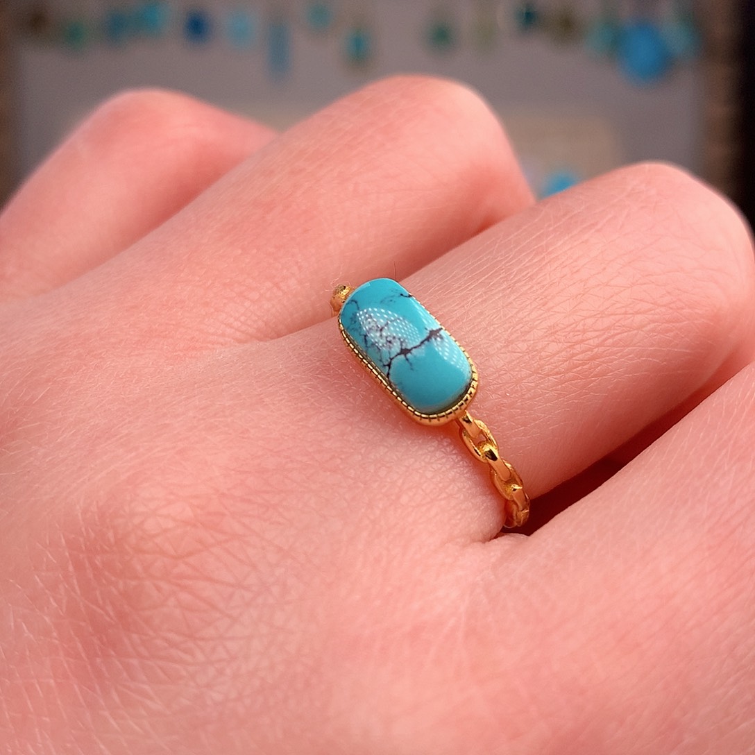 绿松石戒指银S925镶嵌
