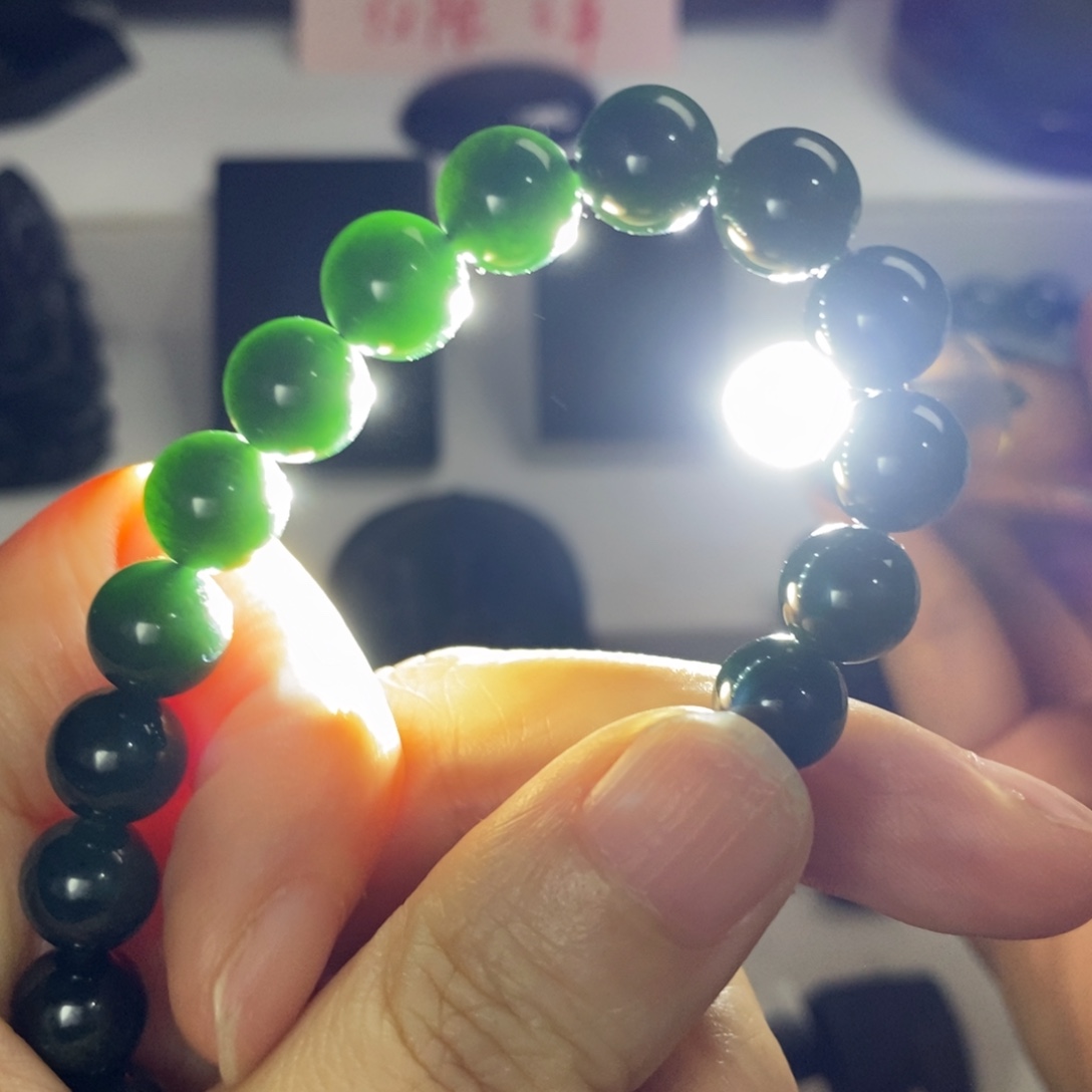 未镶嵌手链翡翠天然缅甸墨翠A货手串