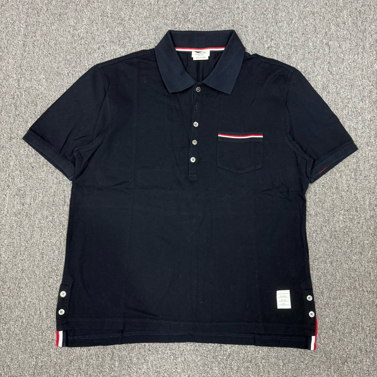 99新 THOMBROWNE 13100585 Thom Browne TB藏蓝色短袖Polo衫 3码