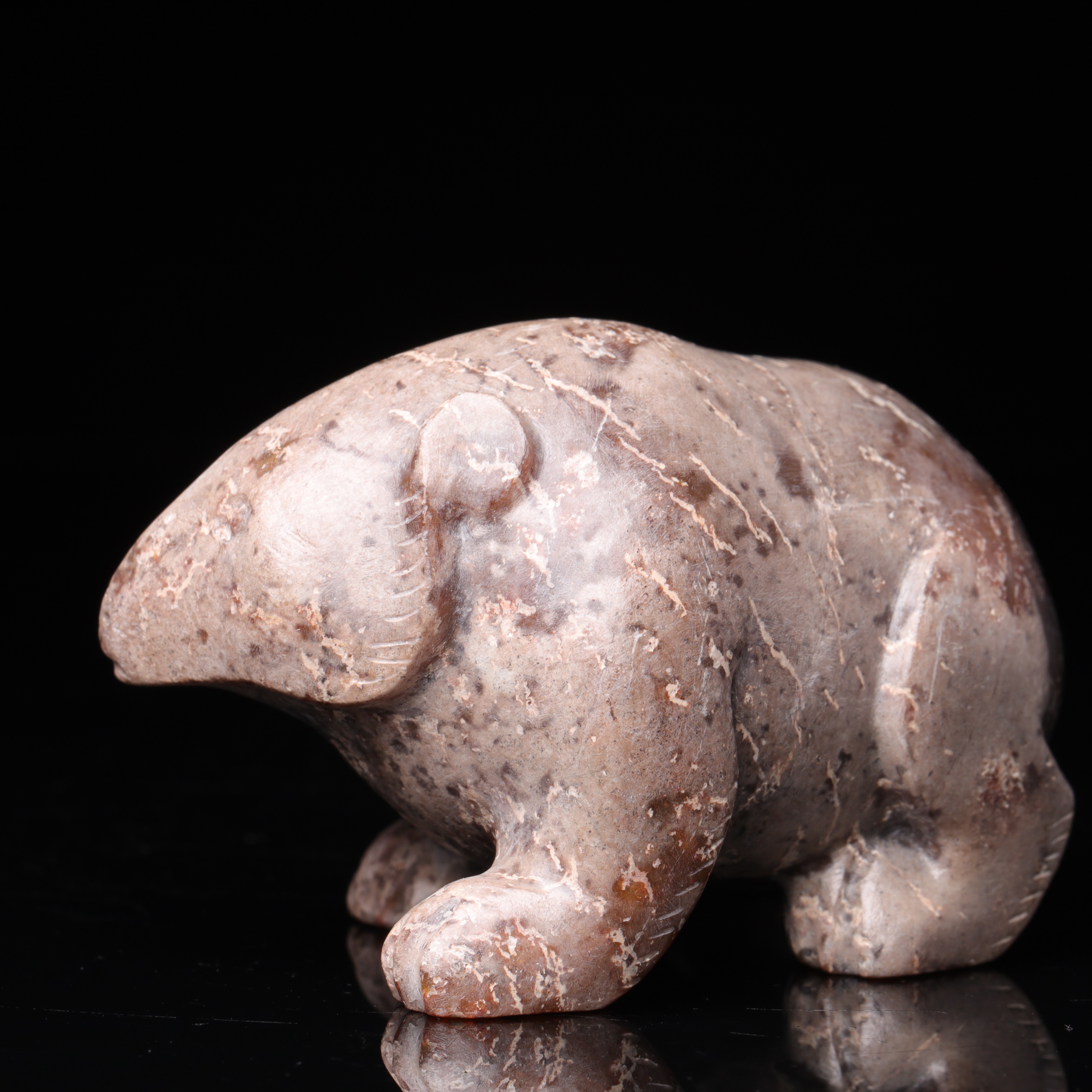 明代和田玉玉熊把件-LM