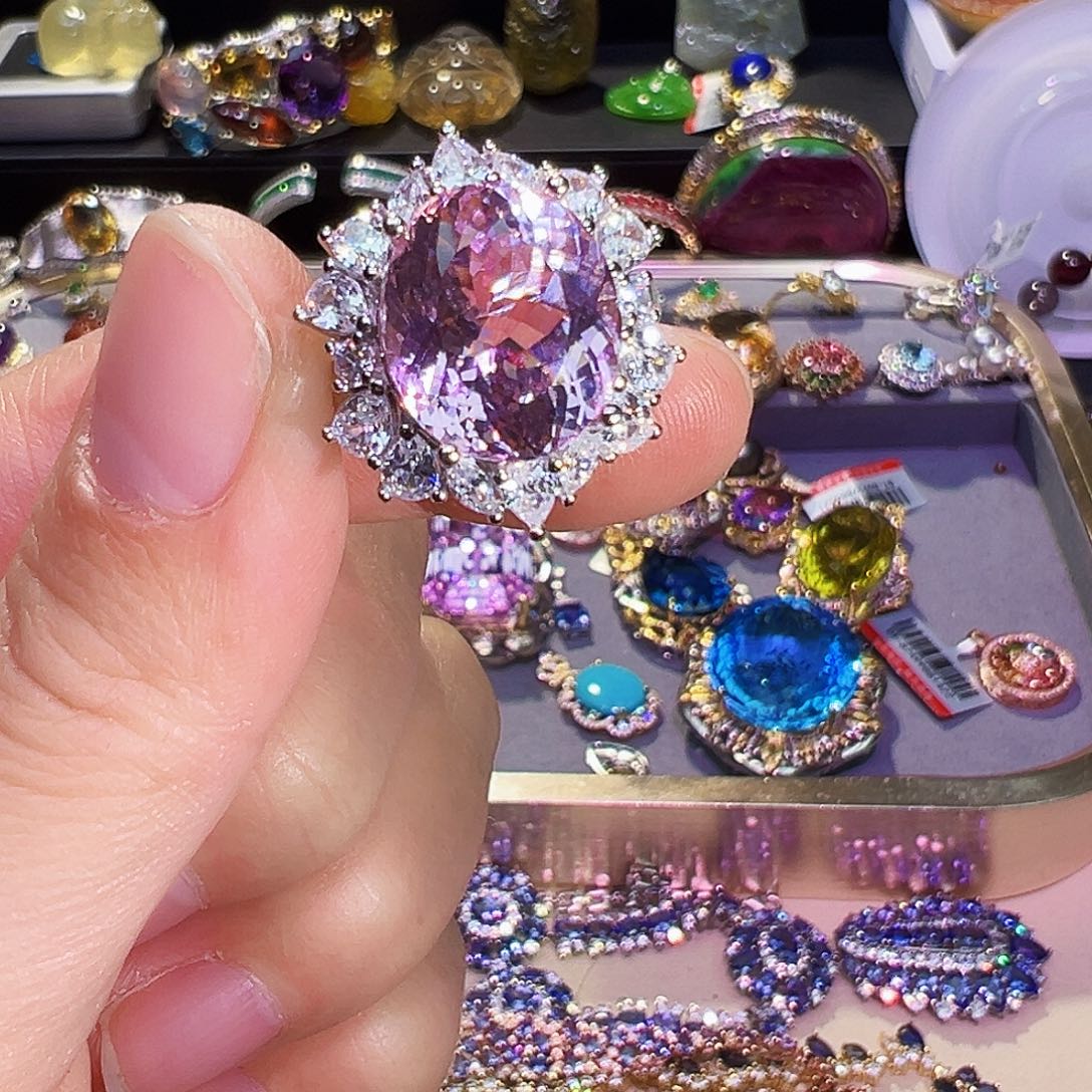 银S925镶嵌锂辉石戒指—****羡